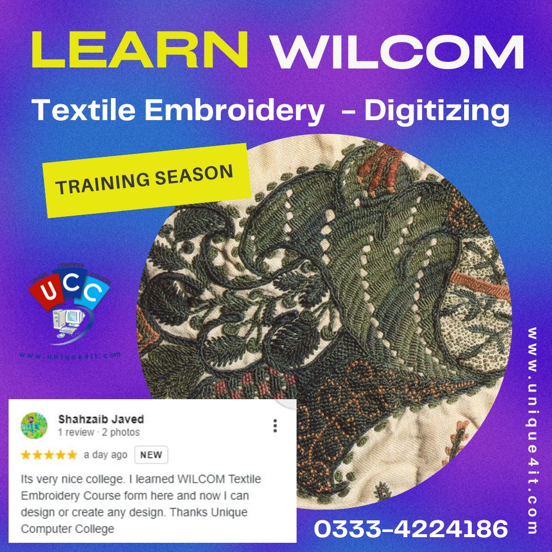 learn textile embroidery wilcom dha lahore pakistan